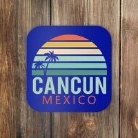 Cancun Mexico 2020 Retro Sun And Palm Group Gift Coaster thumb 0