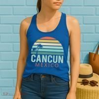 Cancun Mexico 2020 Retro Sun And Palm Group Gift Women's Tank Top thumb 2