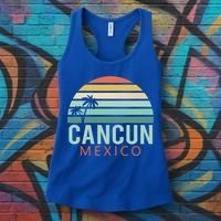 Cancun Mexico 2020 Retro Sun And Palm Group Gift Women's Tank Top thumb 3