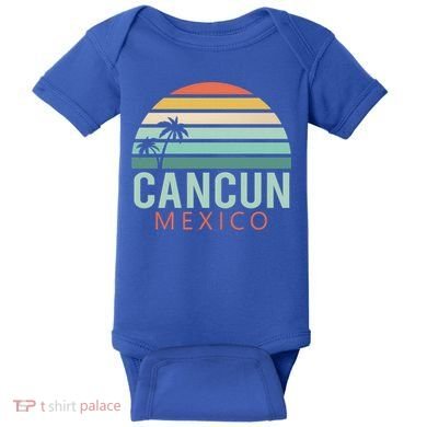 Cancun Mexico 2020 Retro Sun And Palm Group Gift Baby Bodysuit