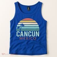 Cancun Mexico 2020 Retro Sun And Palm Group Gift Tank Top thumb 2