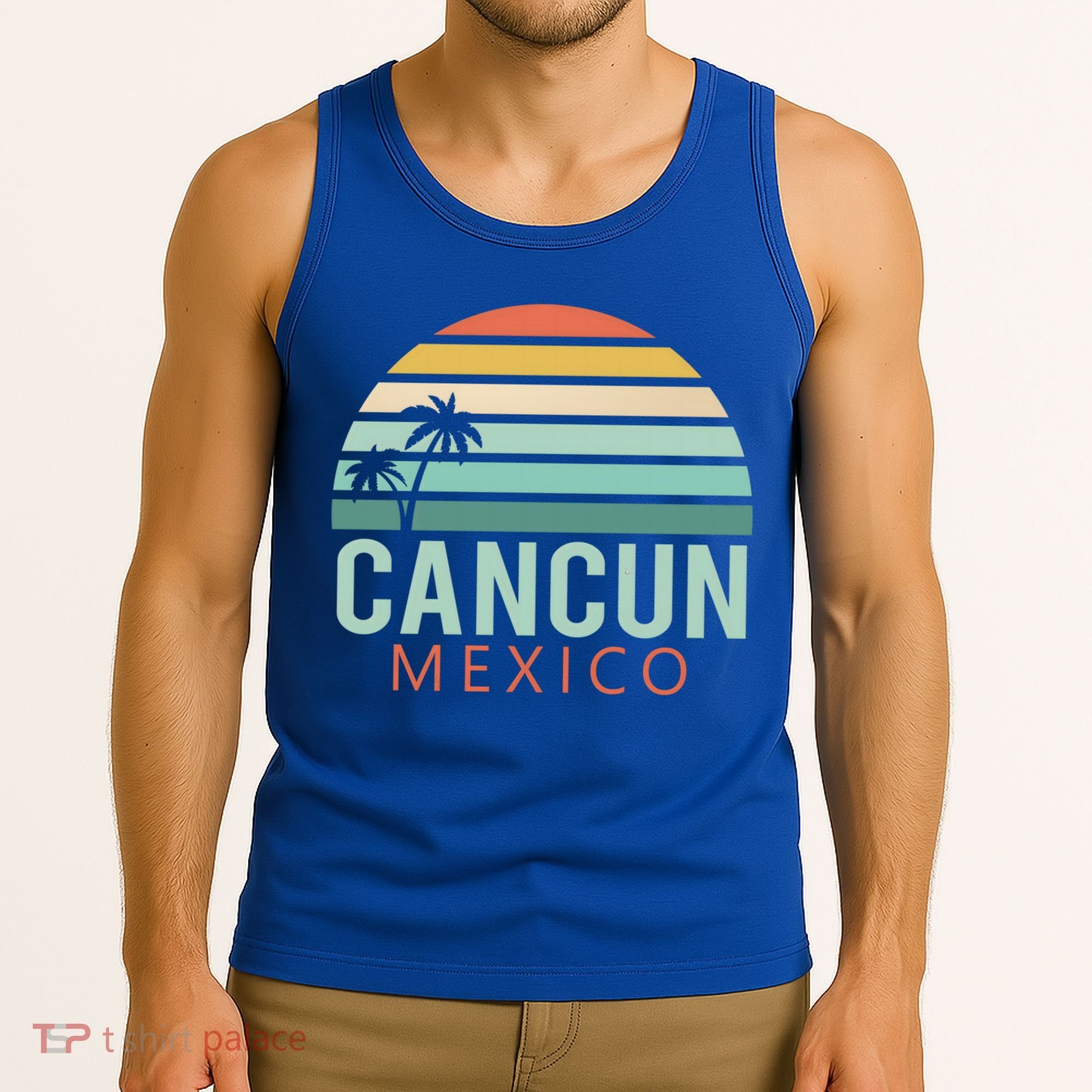 Cancun Mexico 2020 Retro Sun And Palm Group Gift Tank Top
