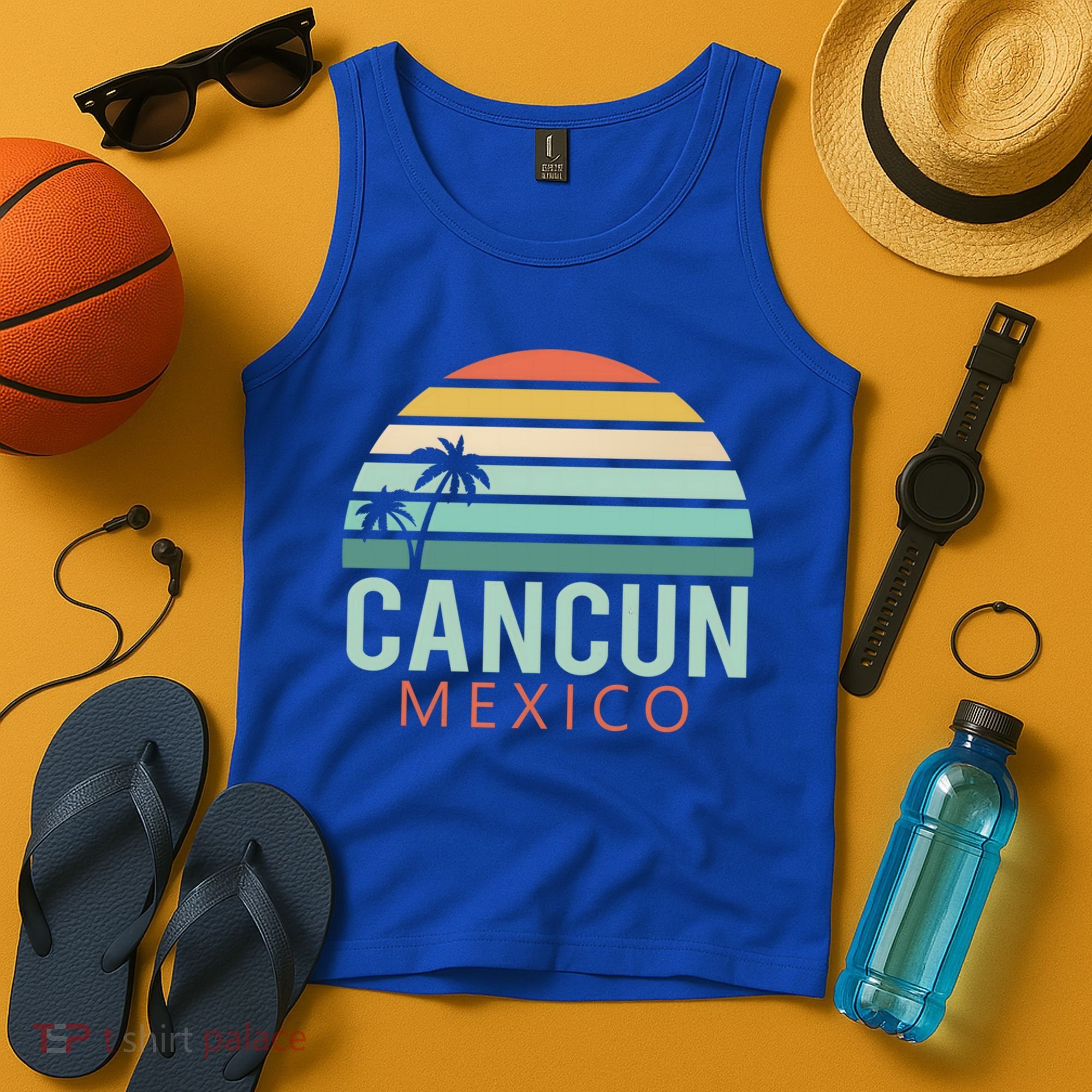 Cancun Mexico 2020 Retro Sun And Palm Group Gift Tank Top