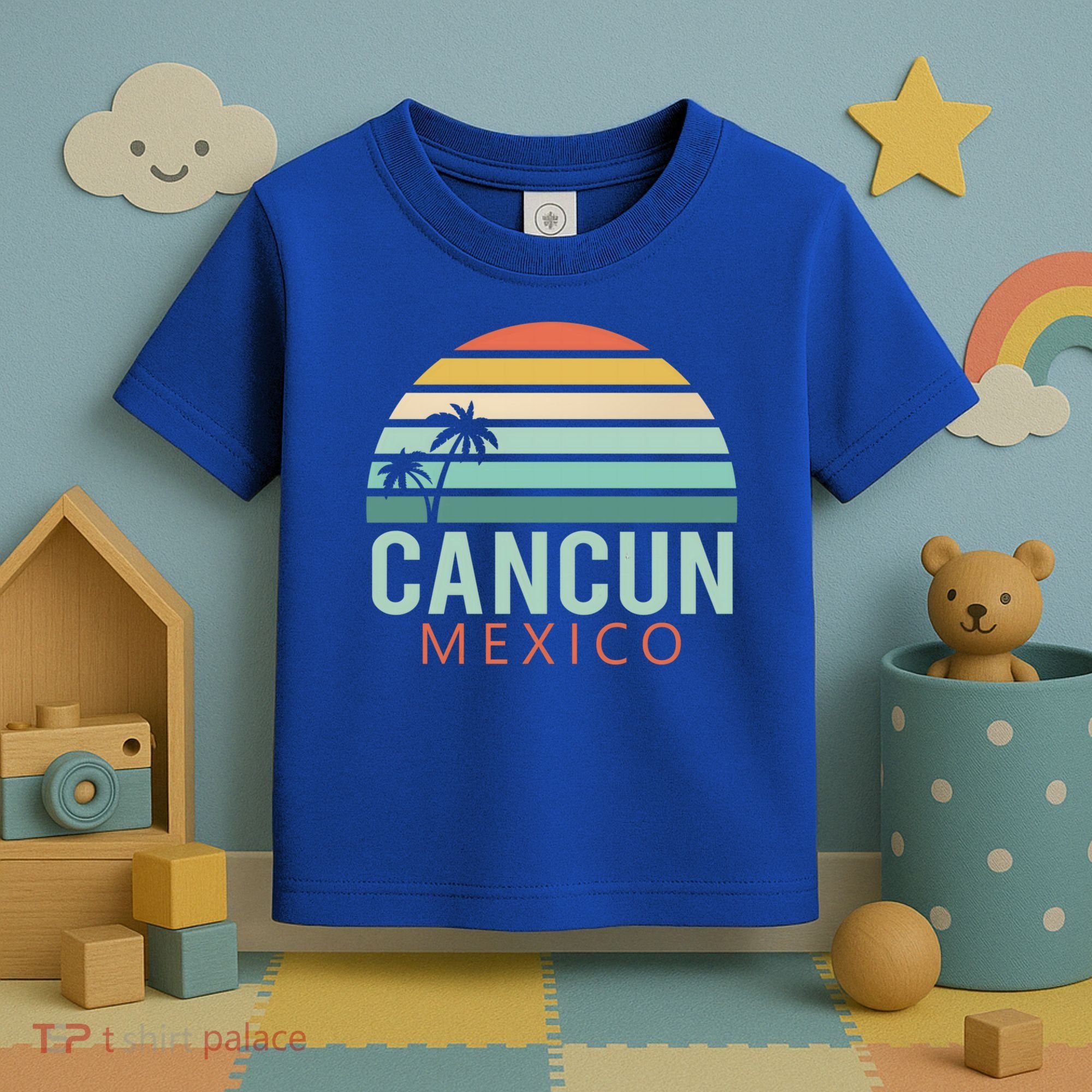 Cancun Mexico 2020 Retro Sun And Palm Group Gift Toddler T-Shirt