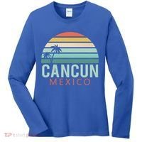 Cancun Mexico 2020 Retro Sun And Palm Group Gift Women's Long Sleeve Shirt thumb 0