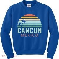 Cancun Mexico 2020 Retro Sun And Palm Group Gift Kids Sweatshirt thumb 0