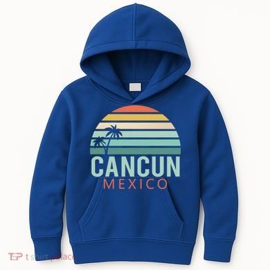Cancun Mexico 2020 Retro Sun And Palm Group Gift Kids Hoodie