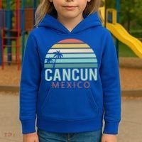 Cancun Mexico 2020 Retro Sun And Palm Group Gift Kids Hoodie thumb 3
