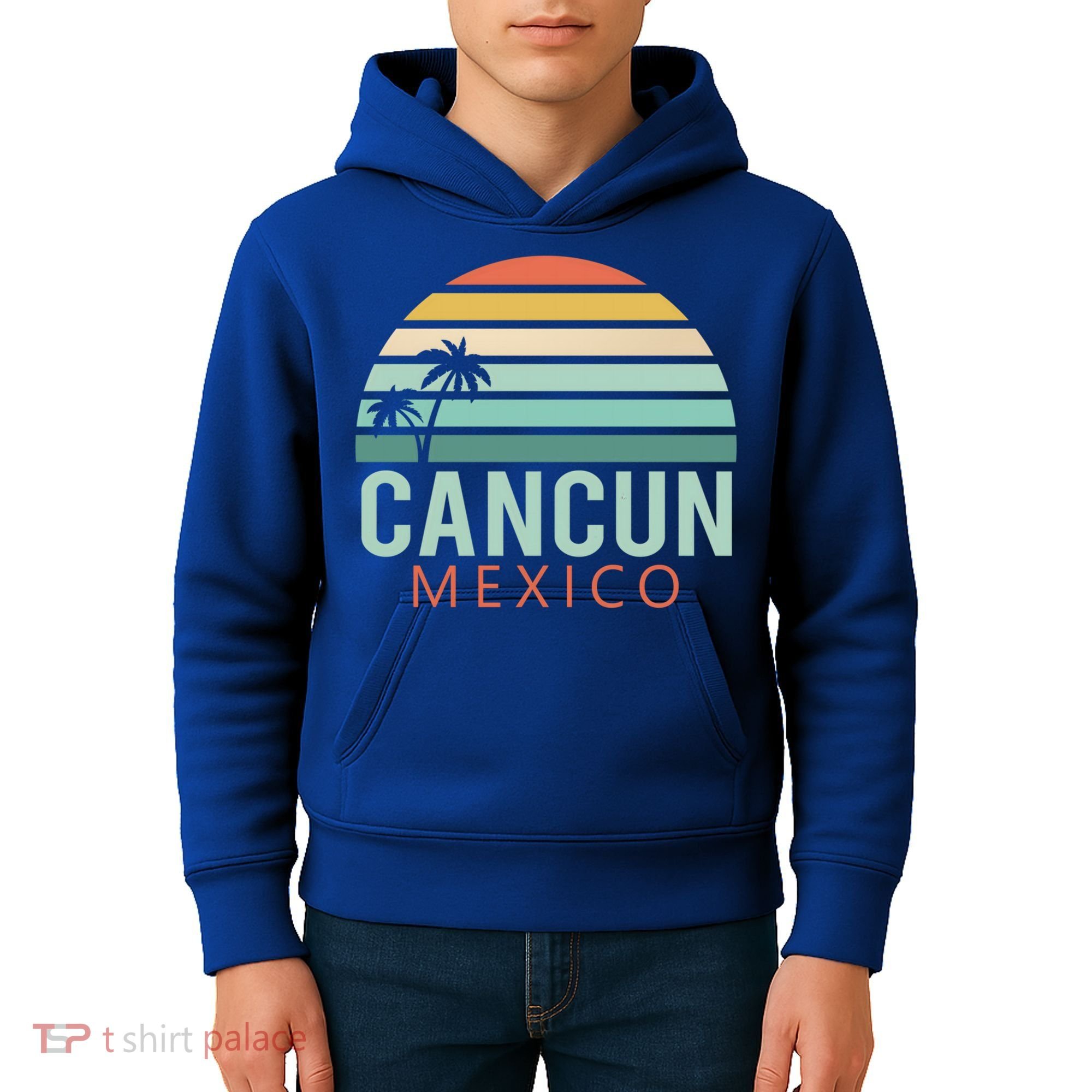 Cancun Mexico 2020 Retro Sun And Palm Group Gift Kids Hoodie