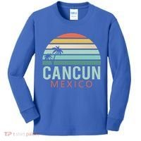 Cancun Mexico 2020 Retro Sun And Palm Group Gift Kids Long Sleeve Shirt thumb 0