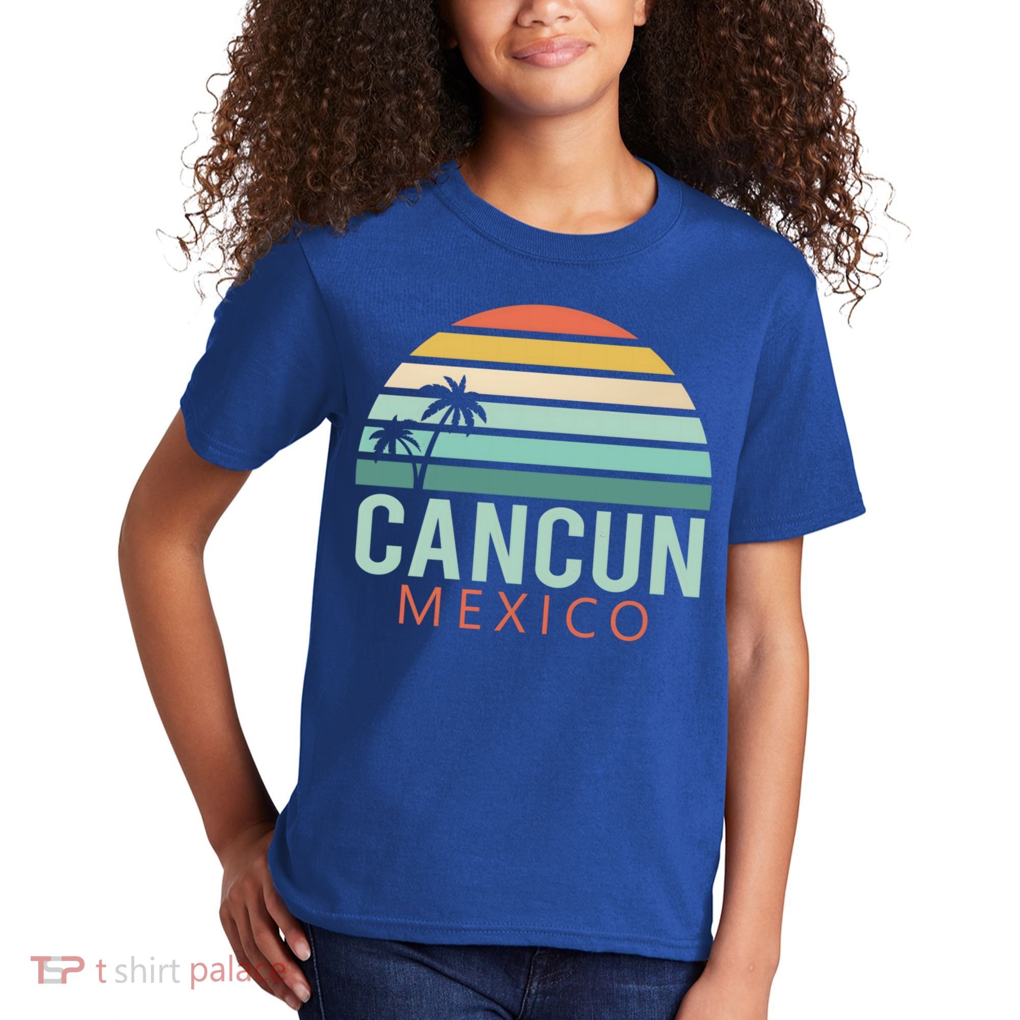 Cancun Mexico 2020 Retro Sun And Palm Group Gift Kids T-Shirt