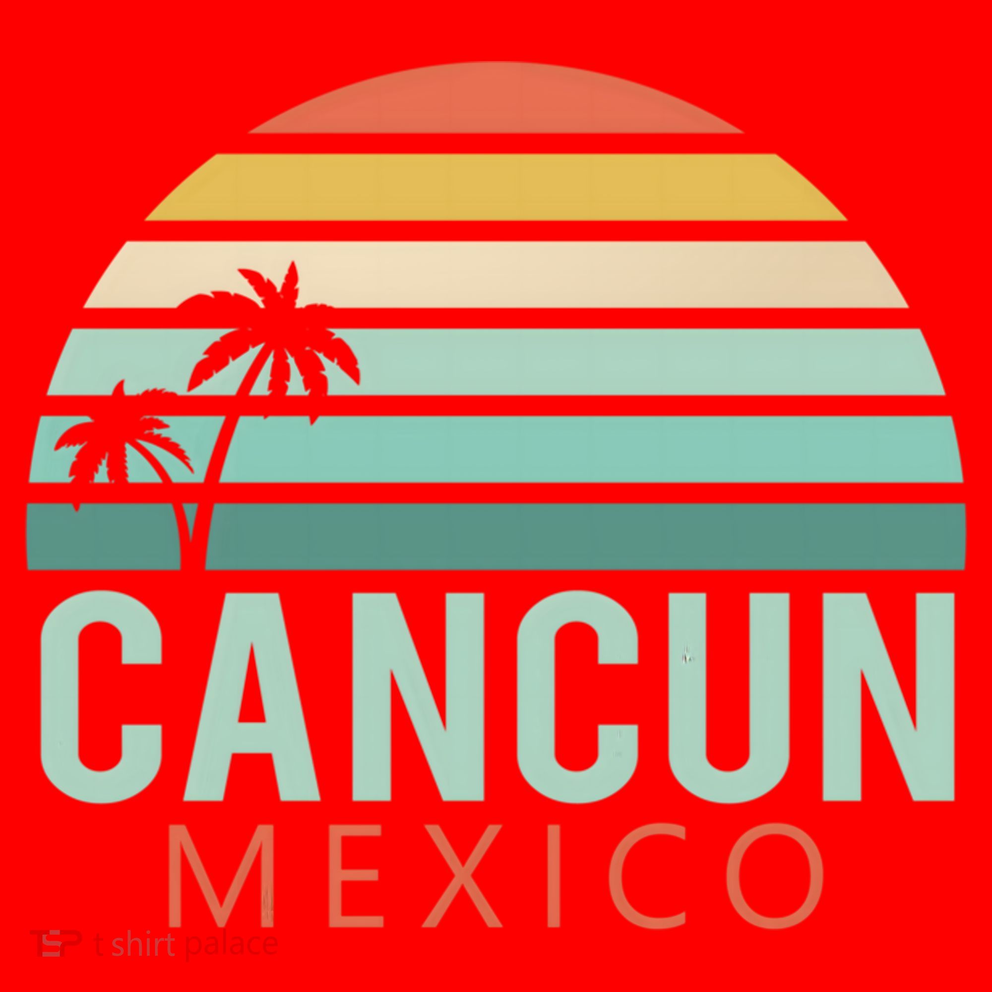Cancun Mexico 2020 Retro Sun And Palm Group Gift Santa Hat