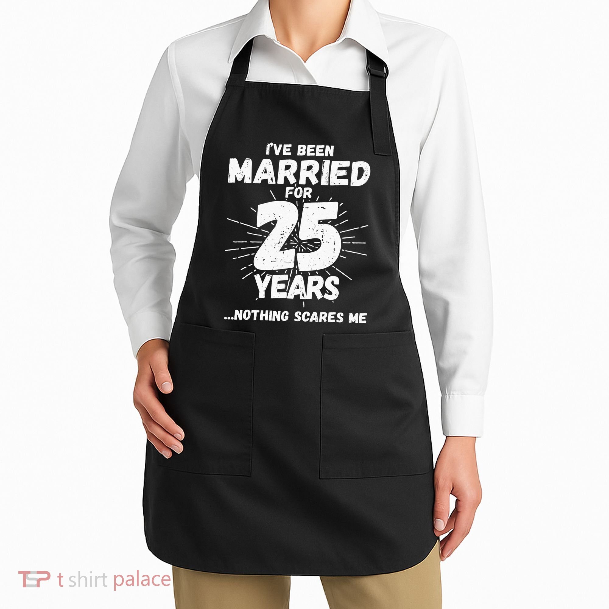 Couples Married 25 Years Funny 25th Wedding Anniversary Apron