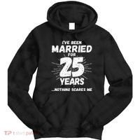 Couples Married 25 Years Funny 25th Wedding Anniversary Tie Dye Hoodie thumb 0