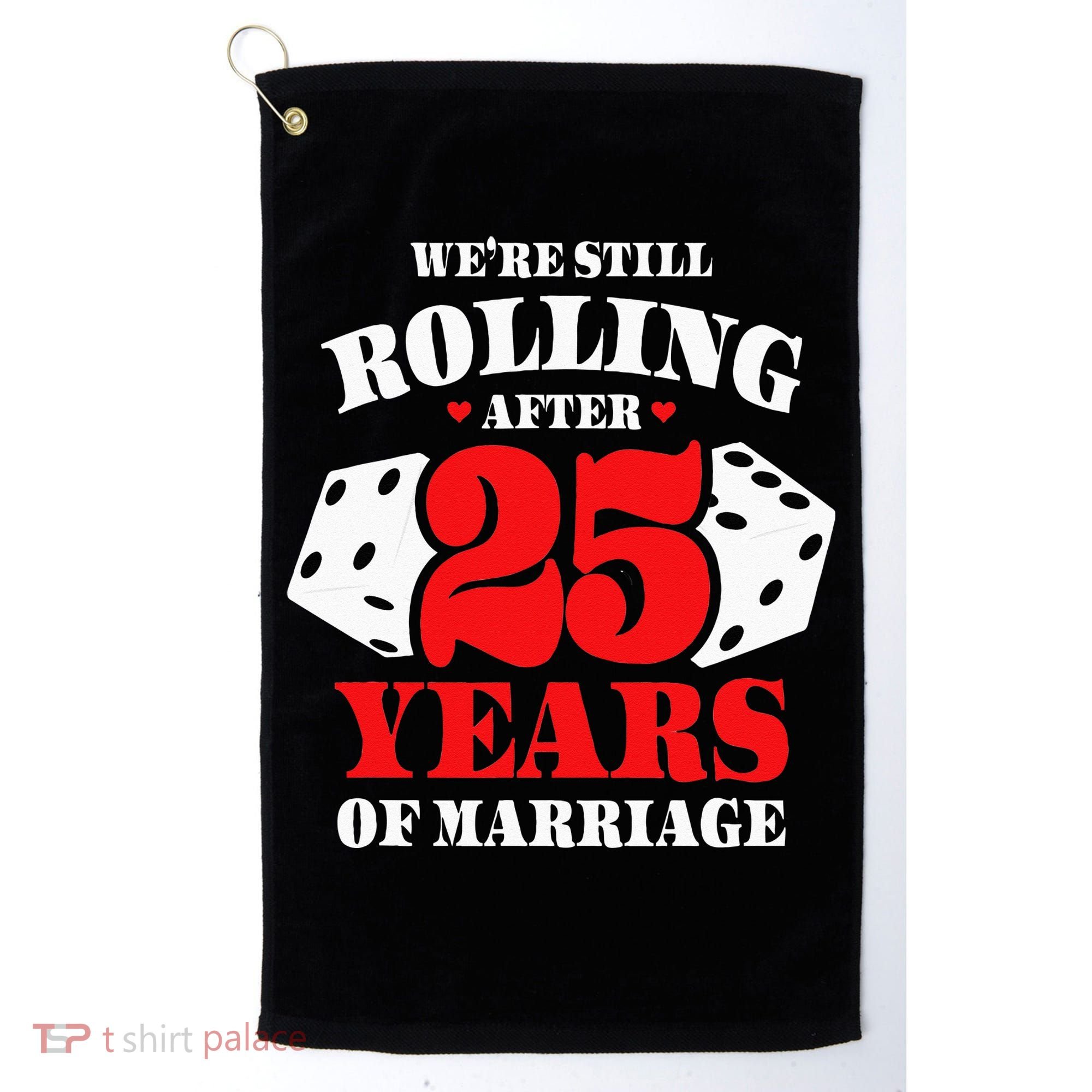 Couples Married 25 Years Funny 25th Wedding Anniversary Golf Towel