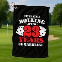 Couples Married 23 Years Funny 23rd Wedding Anniversary Golf Towel thumb 1