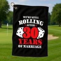Couples Married 30 Years Funny 30th Wedding Anniversary Golf Towel thumb 1