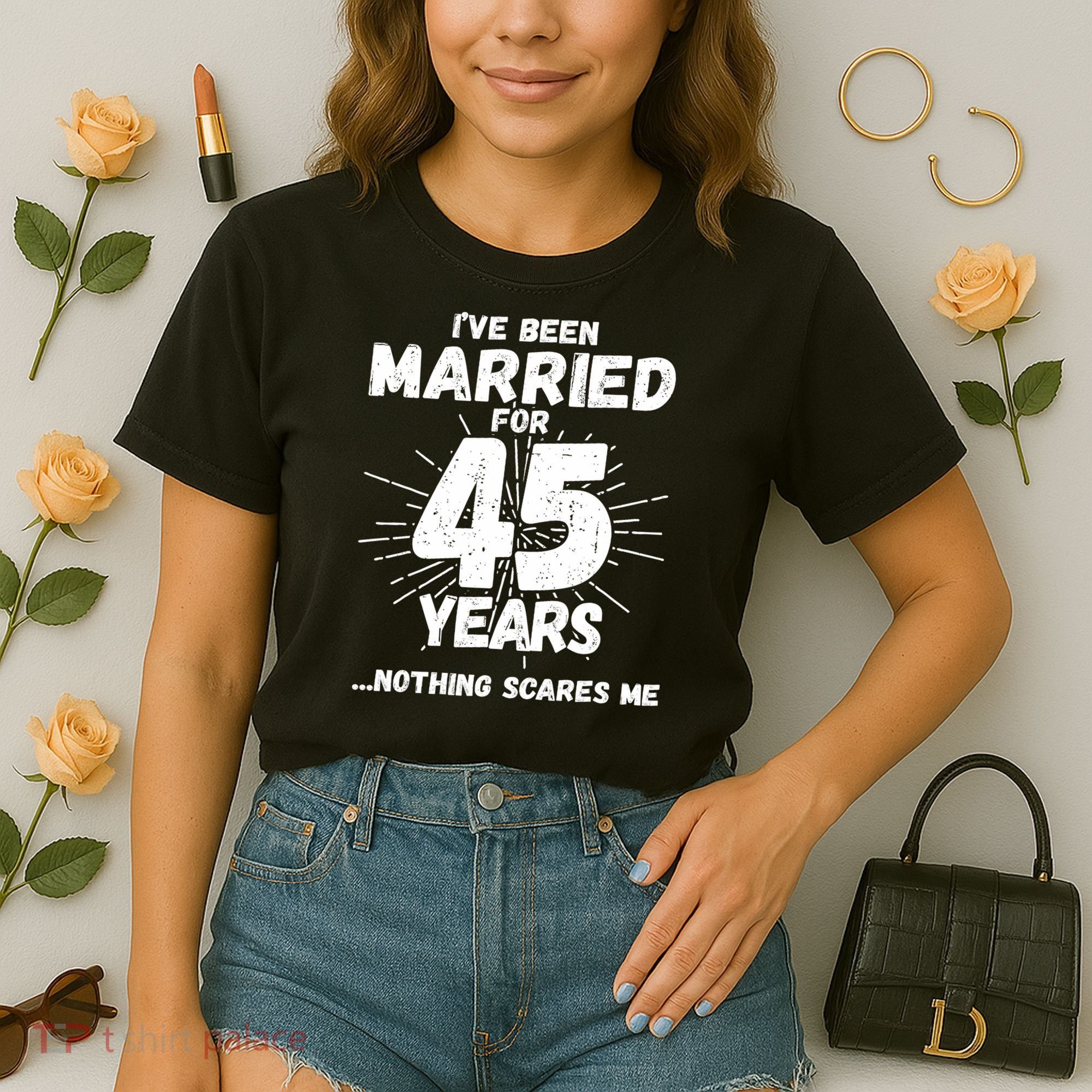 Couples Married 45 Years Funny 45th Wedding Anniversary Comfort Colors Boxy T-Shirt