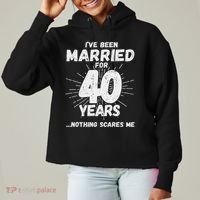 Couples Married 40 Years Funny 40th Wedding Anniversary Ladies Heavyweight Boxy Pullover Hoodie thumb 0
