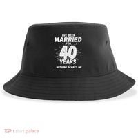 Couples Married 40 Years Funny 40th Wedding Anniversary Sustainable Bucket Hat thumb 0