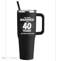 Couples Married 40 Years Funny 40th Wedding Anniversary 40oz Vacuum Insulated Stainless Steel Travel Tumbler thumb 0