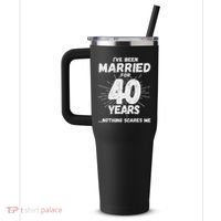 Couples Married 40 Years Funny 40th Wedding Anniversary 40oz Vacuum Insulated Stainless Steel Travel Tumbler thumb 2