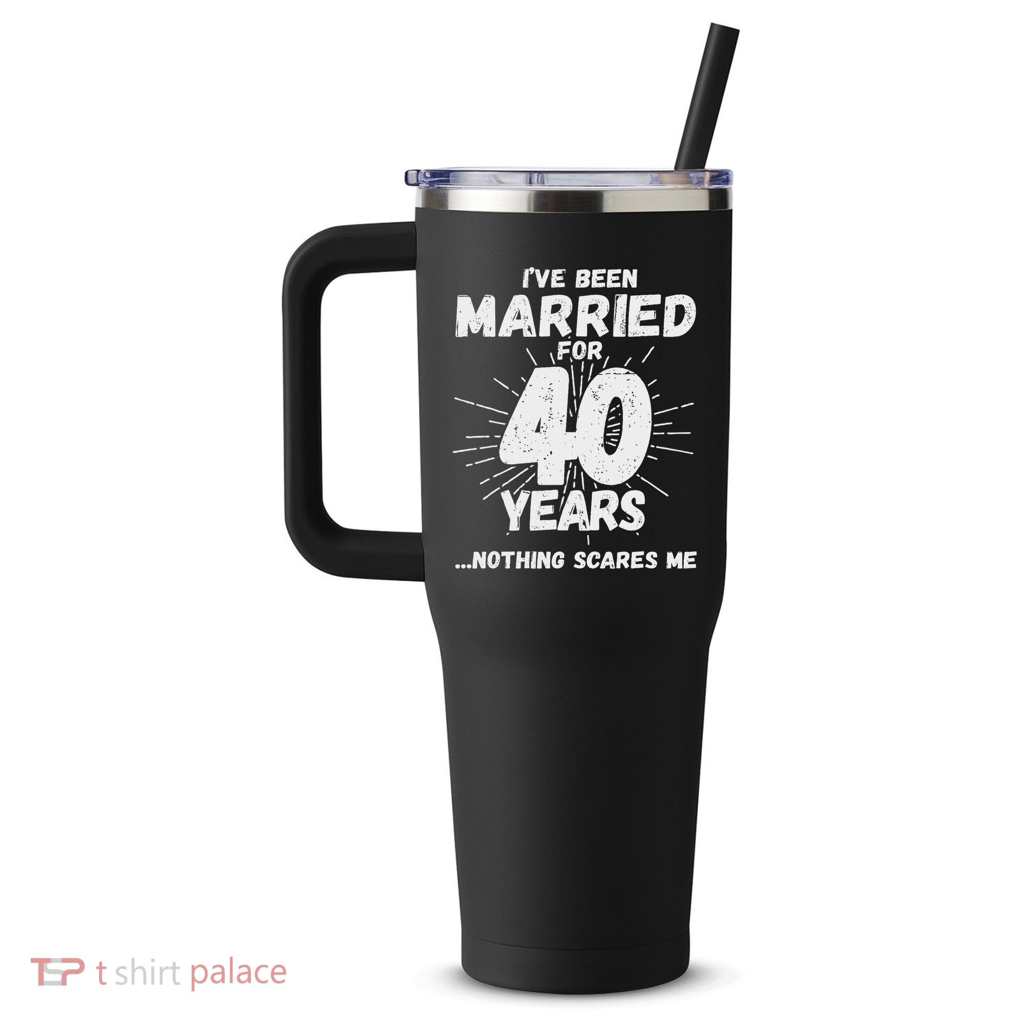 Couples Married 40 Years Funny 40th Wedding Anniversary 40oz Vacuum Insulated Stainless Steel Travel Tumbler