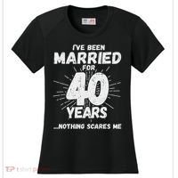 Couples Married 40 Years Funny 40th Wedding Anniversary Women's Cooling Performance Crew T-Shirt thumb 0