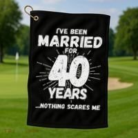 Couples Married 40 Years Funny 40th Wedding Anniversary Golf Towel thumb 1
