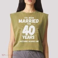 Couples Married 40 Years Funny 40th Wedding Anniversary Garment-Dyed Women's Muscle Tee thumb 2