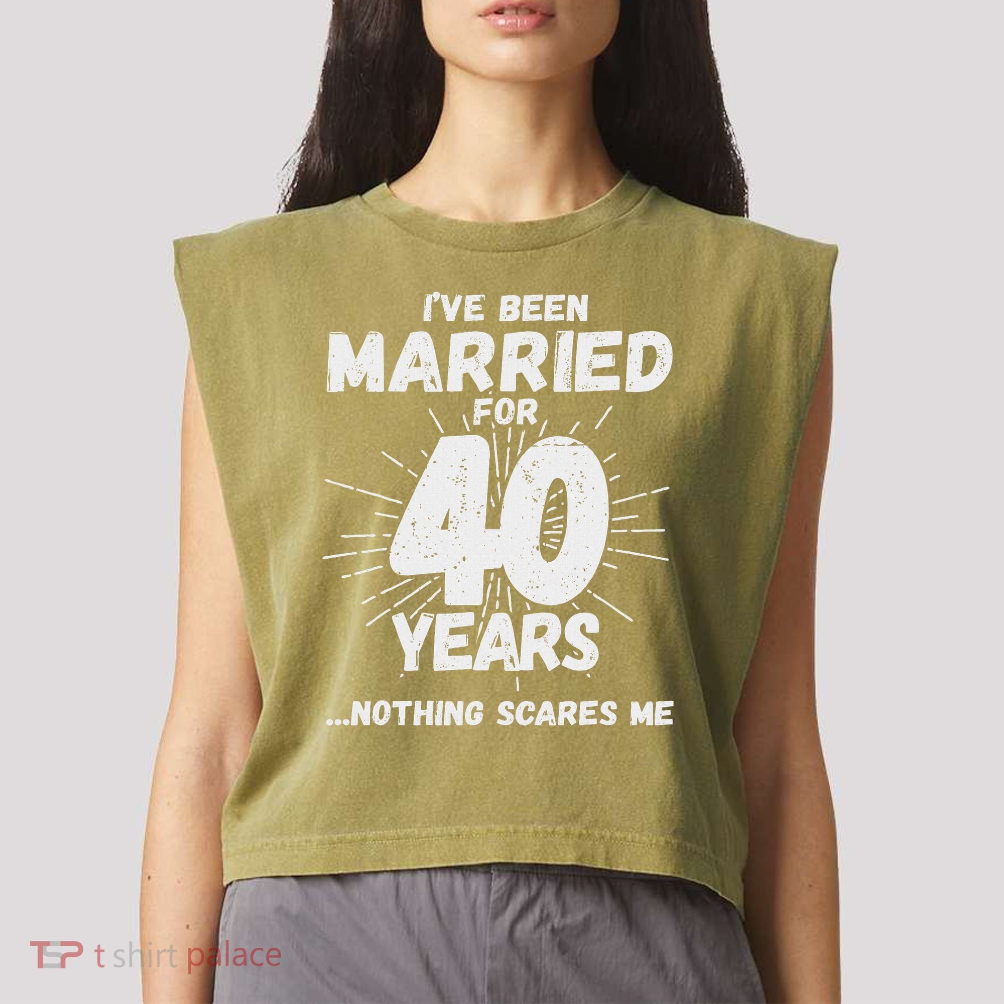 Couples Married 40 Years Funny 40th Wedding Anniversary Garment-Dyed Women's Muscle Tee