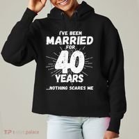 Couples Married 40 Years Funny 40th Wedding Anniversary Ladies Heavyweight Boxy Pullover Hoodie thumb 0