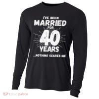 Couples Married 40 Years Funny 40th Wedding Anniversary Cooling Performance Long Sleeve Crew thumb 0