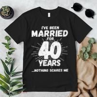Couples Married 40 Years Funny 40th Wedding Anniversary Premium T-Shirt thumb 2