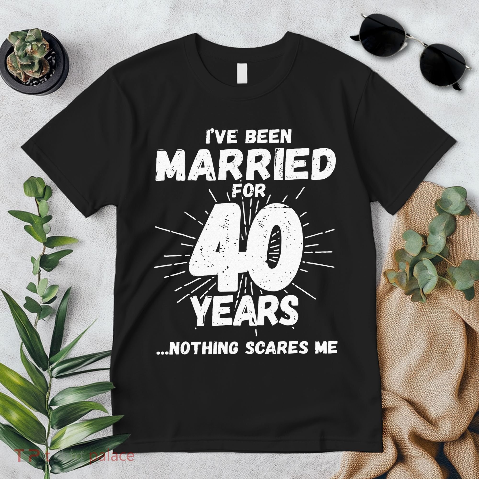 Couples Married 40 Years Funny 40th Wedding Anniversary Premium T-Shirt