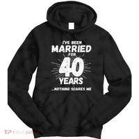 Couples Married 40 Years Funny 40th Wedding Anniversary Tie Dye Hoodie thumb 0