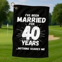 Couples Married 40 Years Funny 40th Wedding Anniversary Golf Towel thumb 1