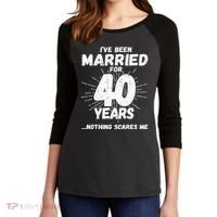 Couples Married 40 Years Funny 40th Wedding Anniversary Women's Tri-Blend 3/4-Sleeve Raglan Shirt thumb 2