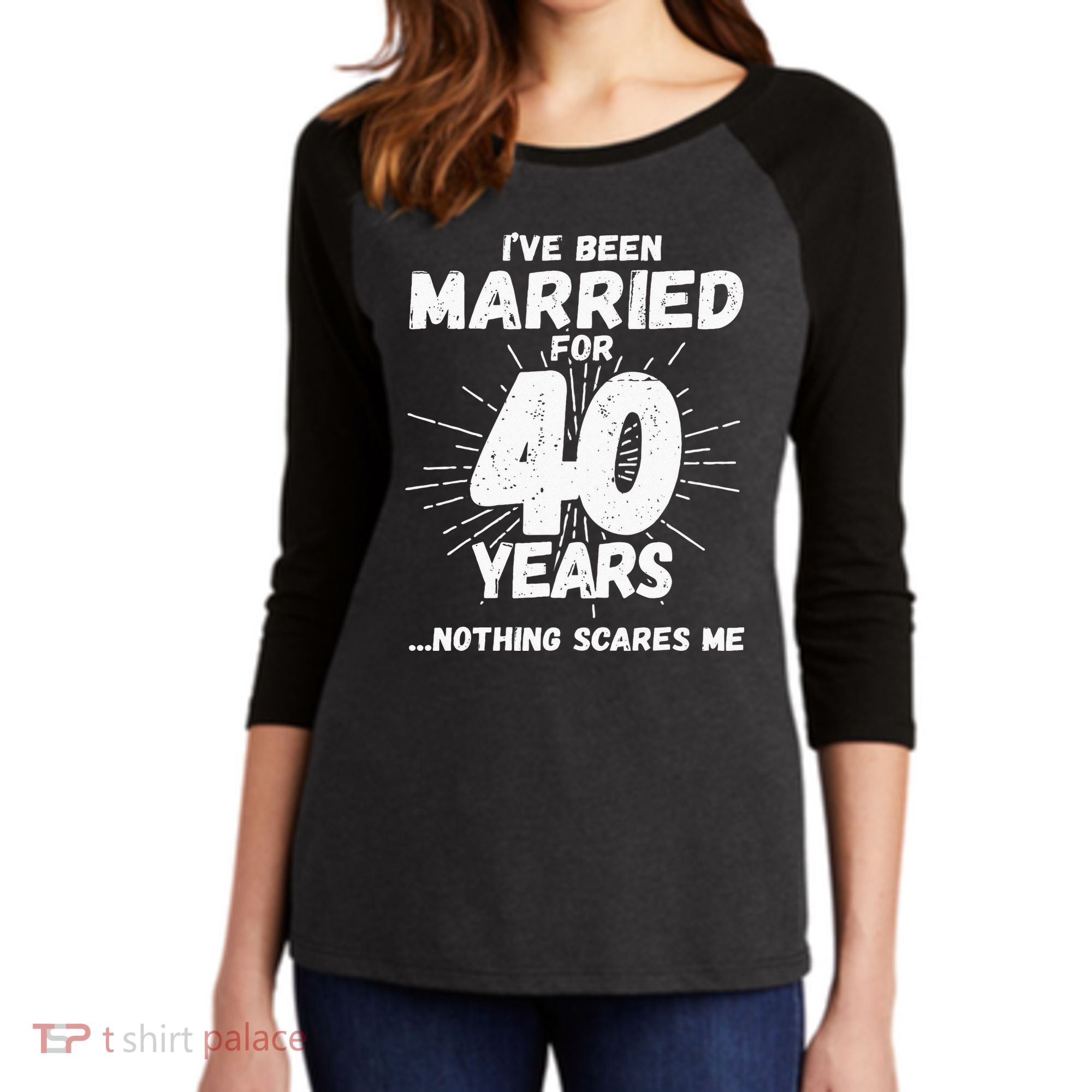 Couples Married 40 Years Funny 40th Wedding Anniversary Women's Tri-Blend 3/4-Sleeve Raglan Shirt