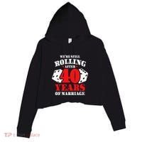 Couples Married 40 Years Funny 40th Wedding Anniversary Crop Fleece Hoodie thumb 0