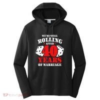 Couples Married 40 Years Funny 40th Wedding Anniversary Performance Fleece Hoodie thumb 0