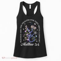Christian Matthew 5-4 Bible Verse Nurse Stethoscope Flower Women's Tank Top thumb 0