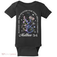Christian Matthew 5-4 Bible Verse Nurse Stethoscope Flower Baby Bodysuit thumb 0