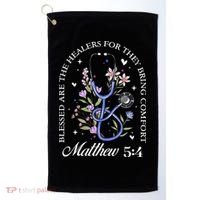 Christian Matthew 5-4 Bible Verse Nurse Stethoscope Flower Golf Towel thumb 0