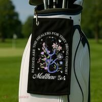 Christian Matthew 5-4 Bible Verse Nurse Stethoscope Flower Golf Towel thumb 2