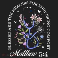 Christian Matthew 5-4 Bible Verse Nurse Stethoscope Flower Golf Towel thumb 3