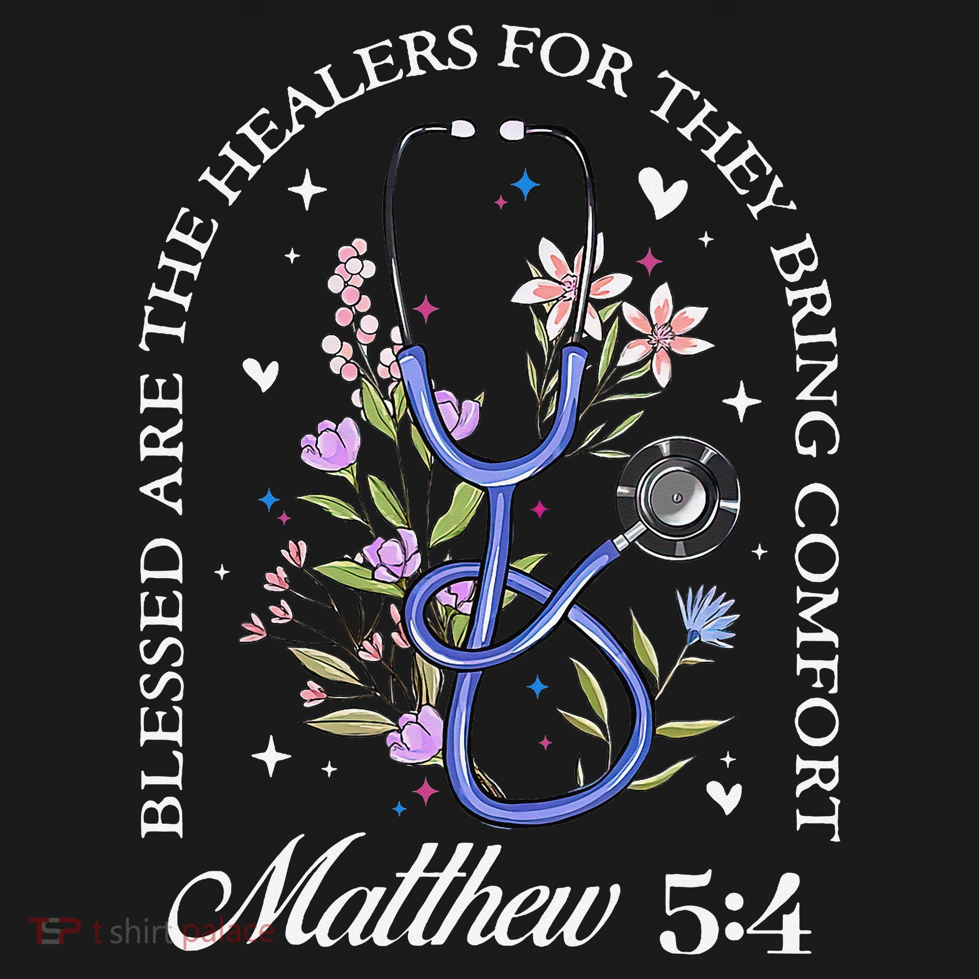 Christian Matthew 5-4 Bible Verse Nurse Stethoscope Flower Visor