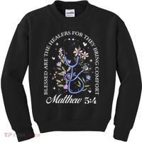 Christian Matthew 5-4 Bible Verse Nurse Stethoscope Flower Kids Sweatshirt thumb 0