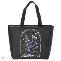 Christian Matthew 5-4 Bible Verse Nurse Stethoscope Flower Tote Bag thumb 0