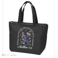 Christian Matthew 5-4 Bible Verse Nurse Stethoscope Flower Tote Bag thumb 3